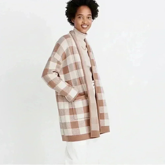 Madewell Sweaters - Madewell Minetta Sweater Coat in Buffalo Check Plaid Cardigan Wool Size XS